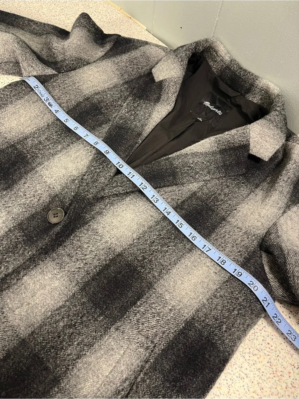 Madewell Oversized Dorset Blazer Buffalo Check Boiled Wool Gray Women’s Size M
